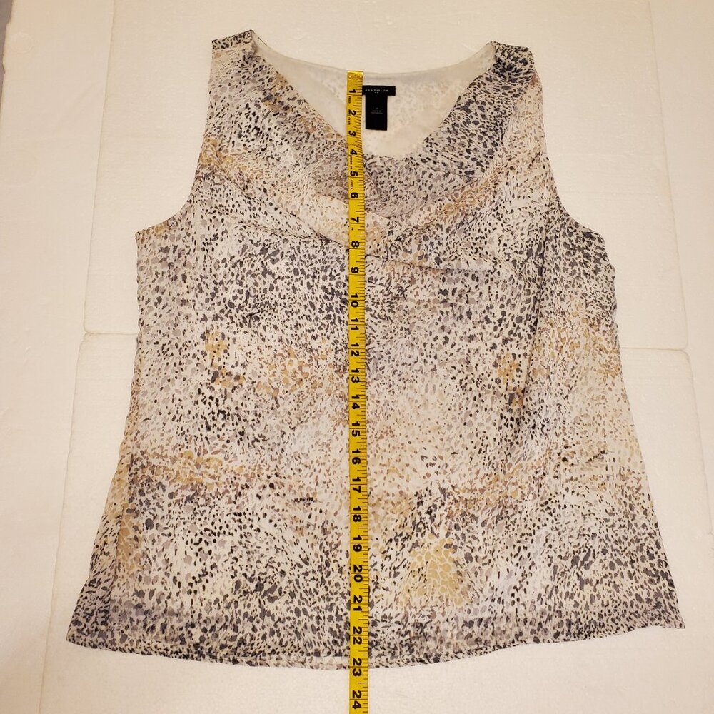Ann Taylor Factory Cream Gray Patterned Sleeveless Cowl-Neck Shell Top - (M) - Picture 11 of 14